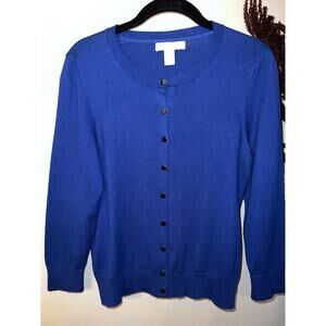 Banana Republic SILK BLEND size M blue knit cardigan button front sweater EUC